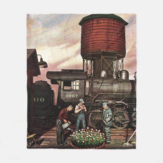 Couverture Polaire Train Yard Flower Garden par Stevan Dohanos (Devant)