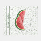 Couverture Polaire Tranches de fruit de pastèque et points verts avec (Devant (Horizontal))