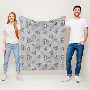 Couverture Polaire Tranches de pizza cool motif noir blanc gris vinta
