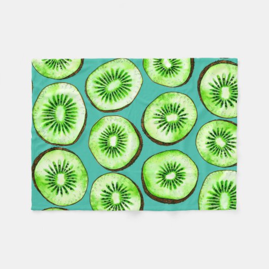 Couverture Polaire Tranches Kiwi sur turquoise (Devant (Horizontal))