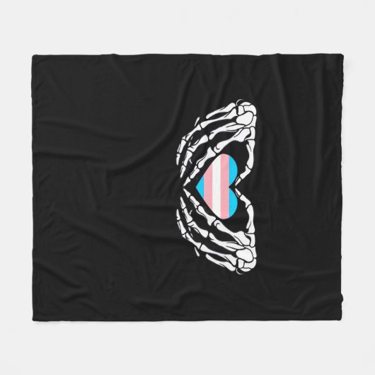 Couverture Polaire Trans Pride Skeleton Halloween Transgenre Goth He (Devant (Horizontal))