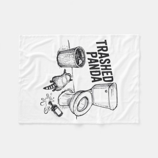 Couverture Polaire Trashed Panda Funny Drunk Racoon  (Devant (Horizontal))