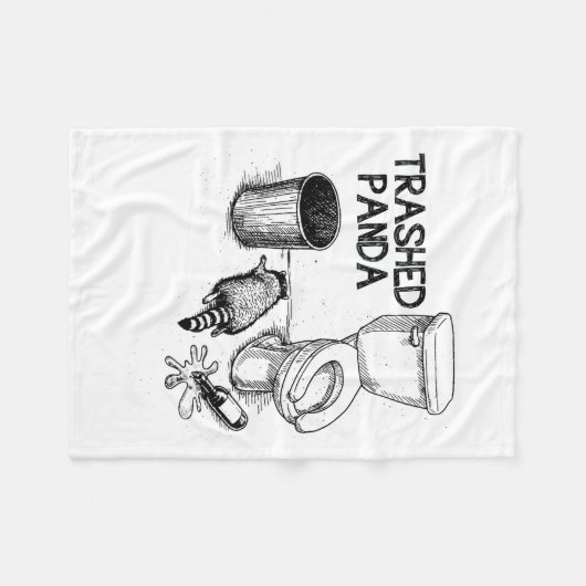Couverture Polaire Trashed Panda Funny Drunk Racoon  (Devant (Horizontal))