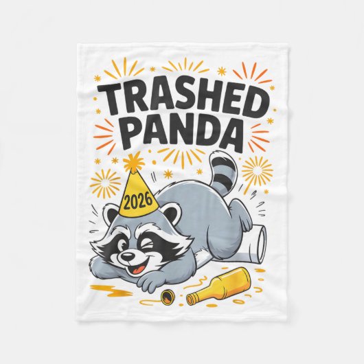 Couverture Polaire Trashed Panda New Year 2026 Funny Drunk Raccoon  (Devant)