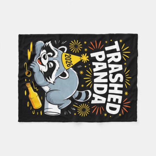 Couverture Polaire Trashed Panda New Year 2026 Funny Raccoon Design  (Devant (Horizontal))