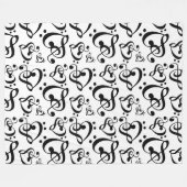 Couverture Polaire Treble Bass Clef Hearts Music Notes Motif (Devant (Horizontal))