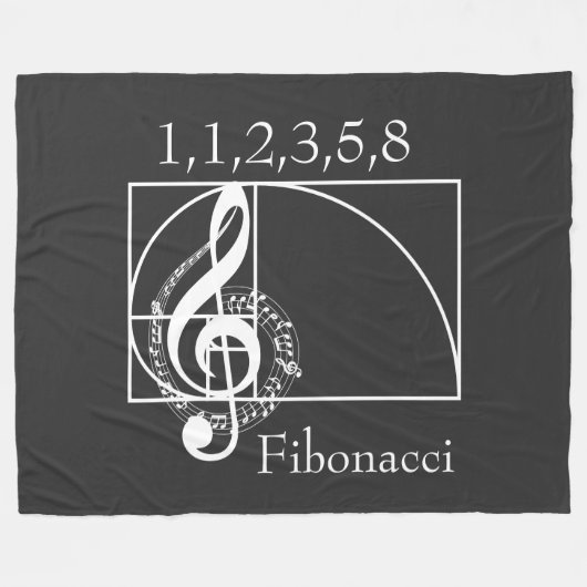 Couverture Polaire Treble Clef Notes musicales et Fibonacci Spiral (Devant (Horizontal))