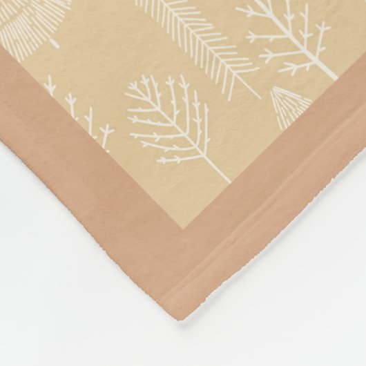 Couverture Polaire Tree pattern reindeer snowman orange beige name (Coin)