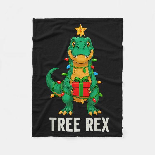 Couverture Polaire Tree Rex Drôle de dinosaure de Noël (Devant)
