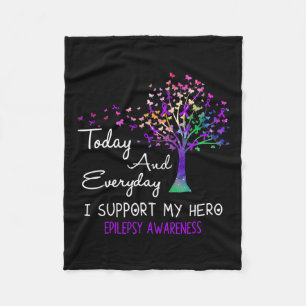 Couverture Polaire Tree Ribbon I Support My Hero Epilepsie Awareness