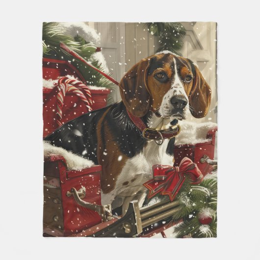 Couverture Polaire Treeing Walker Coonhound Chien Noël Festif (Devant)