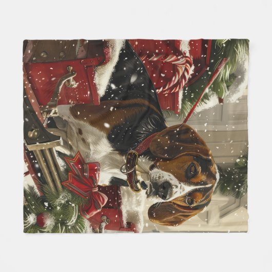 Couverture Polaire Treeing Walker Coonhound Dog Christmas Festive (Devant (Horizontal))