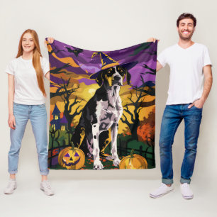 Couverture Polaire Treeing Walker Coonhound Halloween Sorcière Citrou