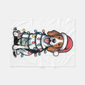 Couverture Polaire Treeing Walker Coonhound Wrapped In Christmas Ligh (Devant (Horizontal))