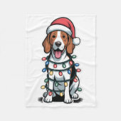 Couverture Polaire Treeing Walker Coonhound Wrapped In Christmas Ligh (Devant)