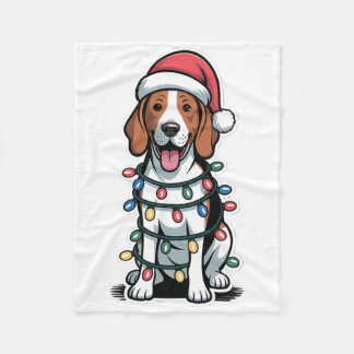 Couverture Polaire Treeing Walker Coonhound Wrapped In Christmas Ligh