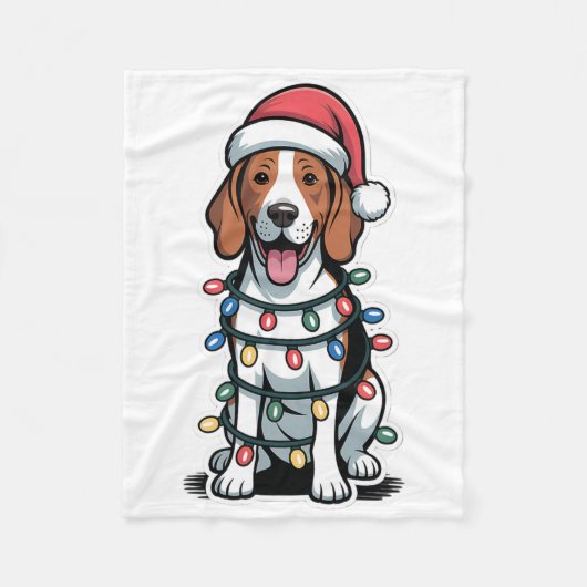 Couverture Polaire Treeing Walker Coonhound Wrapped In Christmas Ligh (Devant)