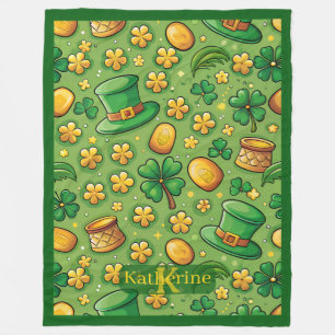 Couverture Polaire Trèfle à 4 feuilles Chanceux Pot d'Or Chapeau Irla