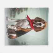 Couverture Polaire Trek Walker Coonhound Dog en Noël de neige (Devant (Horizontal))