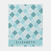 Couverture Polaire Trellis Bleu Marocain, Quatrefoil, Votre Nom (Devant)
