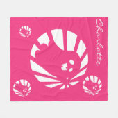 Couverture Polaire Trending Halloween mignon rose et blanc fantôme (Devant (Horizontal))