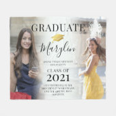 Couverture Polaire Trendy 2 Photo Graduation, Nom & Citation Keepsaké (Devant (Horizontal))