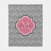 Couverture Polaire Trendy Black Arched Scallops Pink Monogramme Nom (Devant)