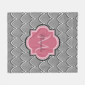 Couverture Polaire Trendy Black Arched Scallops Pink Monogramme Nom (Devant (Horizontal))