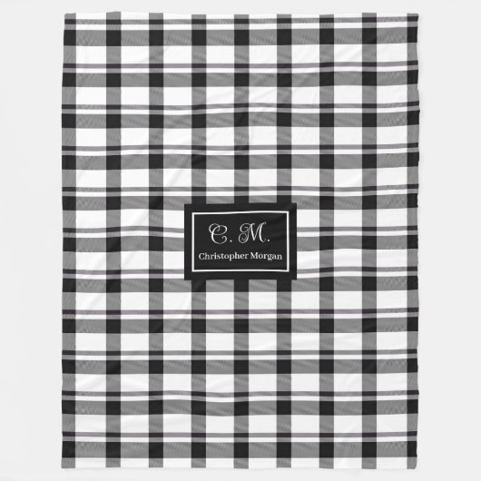 Couverture Polaire Trendy Monochrome Checkered Blanket Custom Name (Devant)