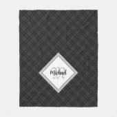 Couverture Polaire Trendy noir blanc tartan Personnaliser Monogramme (Devant)