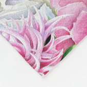 Couverture Polaire Trendy rose et noir rayures florales avec nom (Coin)