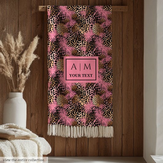 Couverture Polaire Trendy rose gold watercolor leopard skin blanket