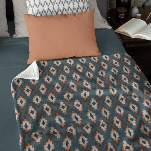 Couverture Polaire Trendy Turquoise bleu orange foncé gris Brown Art