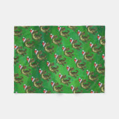 Couverture Polaire TRex à Santa Hat sur Green (Devant (Horizontal))