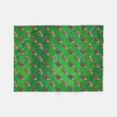 Couverture Polaire TRex à Santa Hat sur Green (Devant (Horizontal))