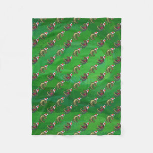 Couverture Polaire TRex à Santa Hat sur Green