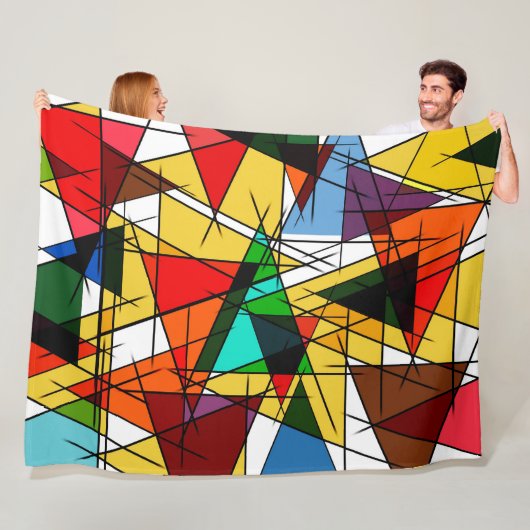 Couverture Polaire Triangle Coloré Géométrique Moderne (En situation)