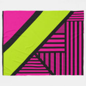 Couverture Polaire Triangle rayures en vert citron, rose chaud et noi (Devant (Horizontal))