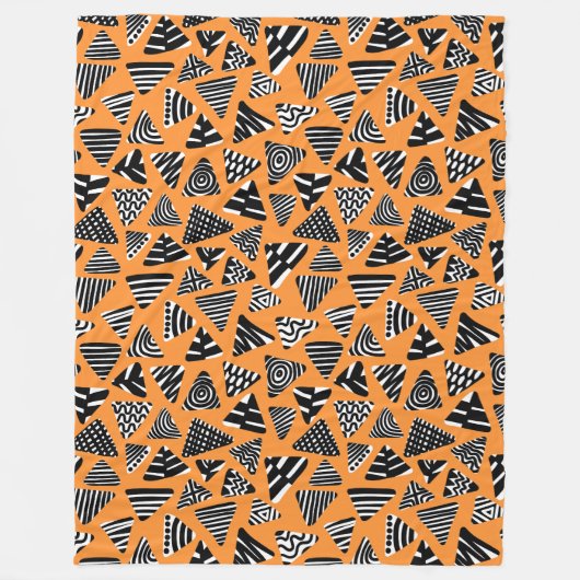 Couverture Polaire Triangles 240121 - Noir et blanc sur orange (Devant)