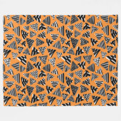 Couverture Polaire Triangles 240121 - Noir et blanc sur orange (Devant (Horizontal))