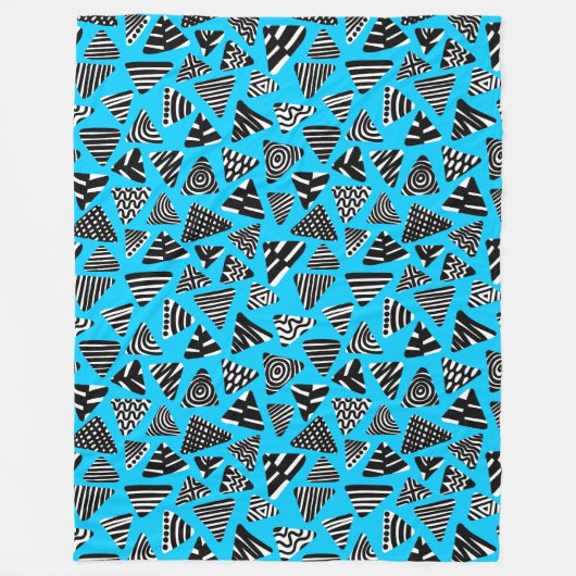 Couverture Polaire Triangles 240121 - Noir et Blanc sur Sky Blue (Devant)