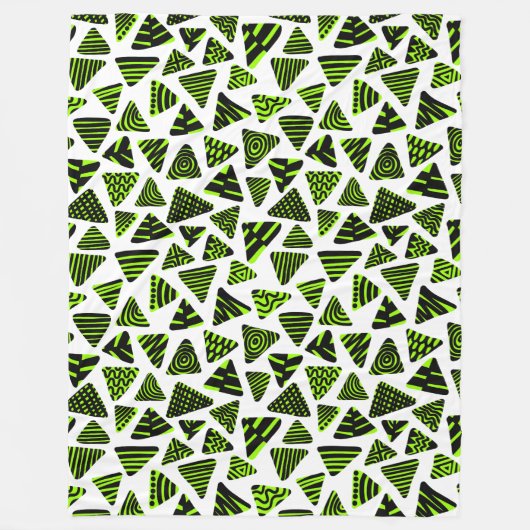 Couverture Polaire Triangles 240121 - Noir et Chartreuse sur Blanc (Devant)