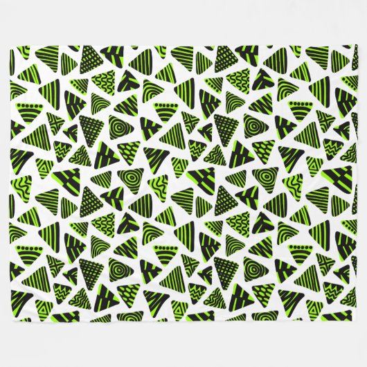 Couverture Polaire Triangles 240121 - Noir et Chartreuse sur Blanc (Devant (Horizontal))