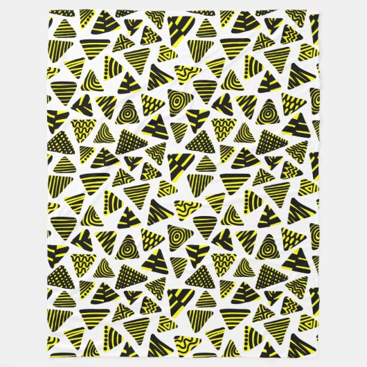 Couverture Polaire Triangles 240121 - Noir et Jaune sur Blanc (Devant)