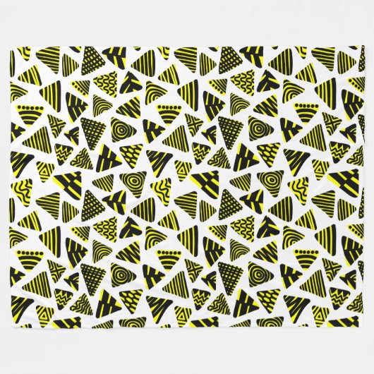 Couverture Polaire Triangles 240121 - Noir et Jaune sur Blanc (Devant (Horizontal))
