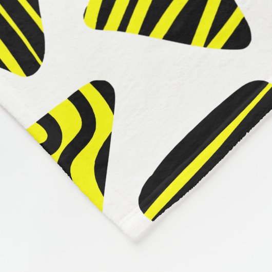 Couverture Polaire Triangles 240121 - Noir et Jaune sur Blanc (Coin)