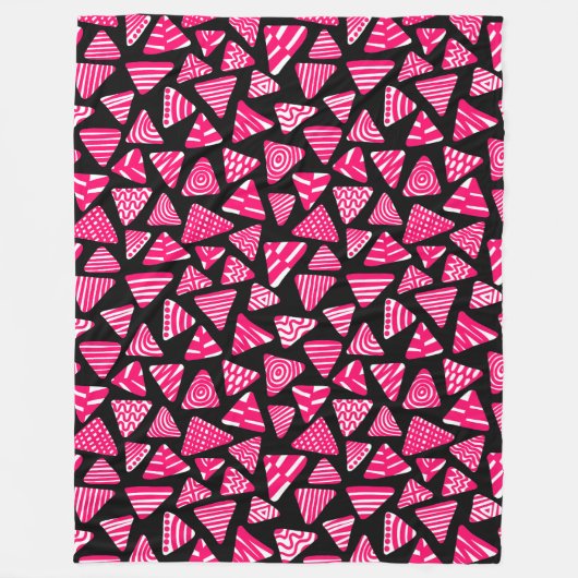 Couverture Polaire Triangles 240121 - Rouge néon et blanc sur noir (Devant)