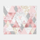 Couverture Polaire Triangles d'argent d'or géométrique, motif en marb (Devant (Horizontal))
