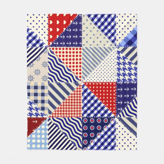 Couverture Polaire Triangles De Patchwork Rétro Style Nautique (Devant)
