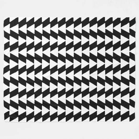 Couverture Polaire Triangles épais - Blanc sur Noir (Devant (Horizontal))